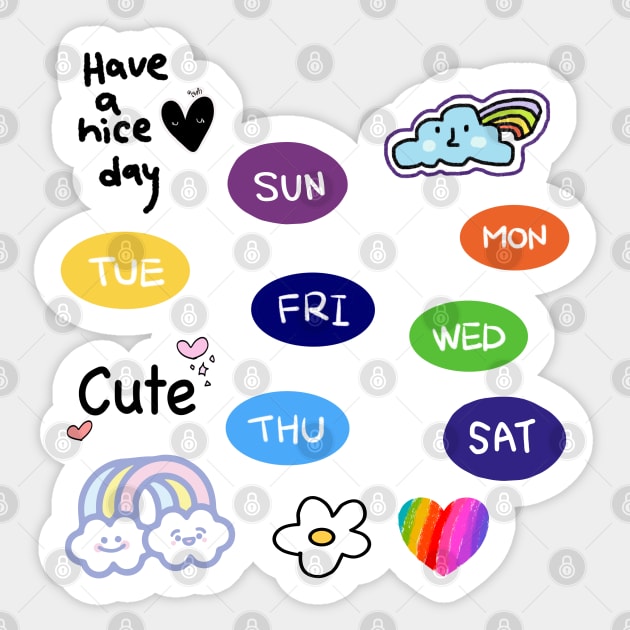 Monday, Tuesday, Wednesday, Thursday, Friday, Saturday, Sunday, have a nice day Sticker by zzzozzo
